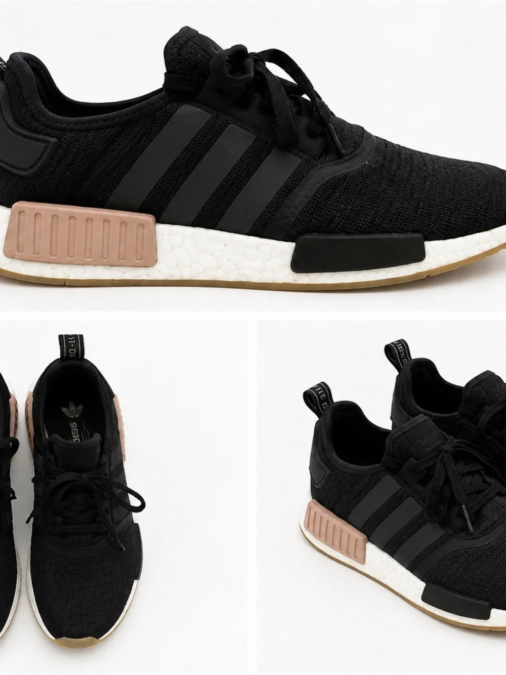 adidas Black Knit Sneakers with Blush Accents